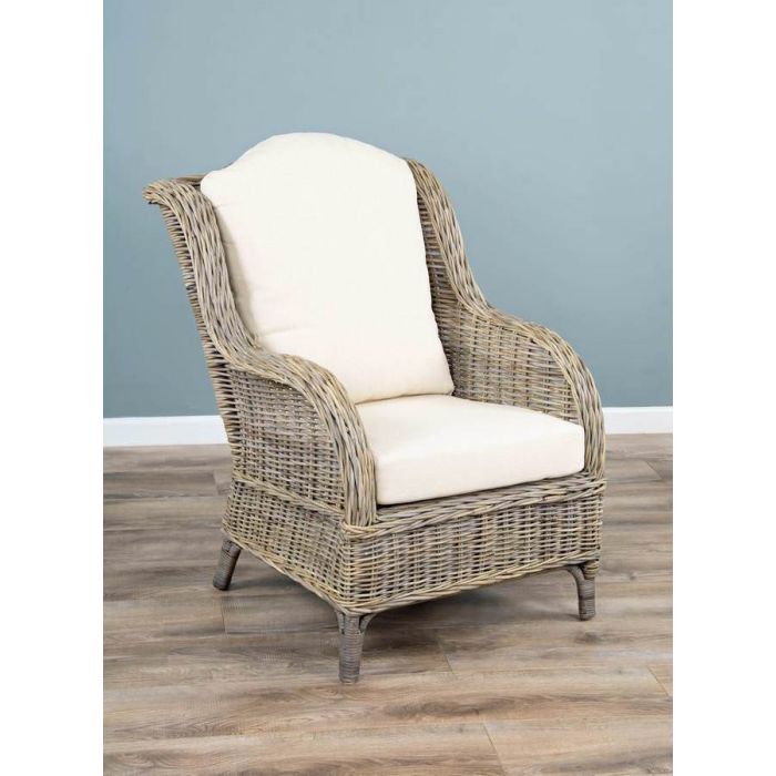 Jumo Natural Wicker Armchair and Footstool Set - 4