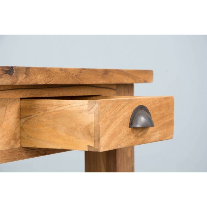 Reclaimed Teak Modern Coffee Table with Drawer & Shelf - 9