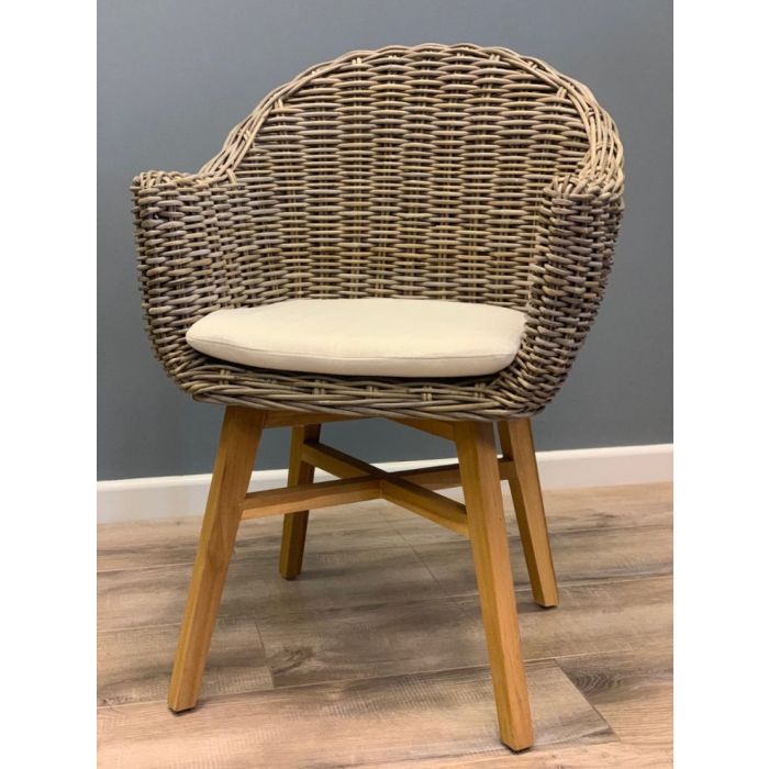 2m Reclaimed Teak Outdoor Open Slatted Cross Leg Table with 8 Scandi Armchairs - 13