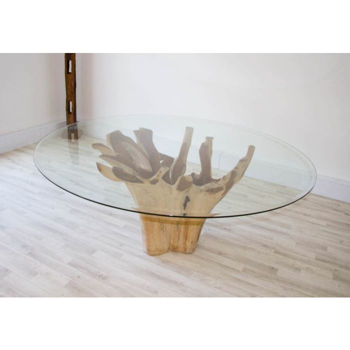 1.8m Reclaimed Teak Root Flute Circular Dining Table - 2