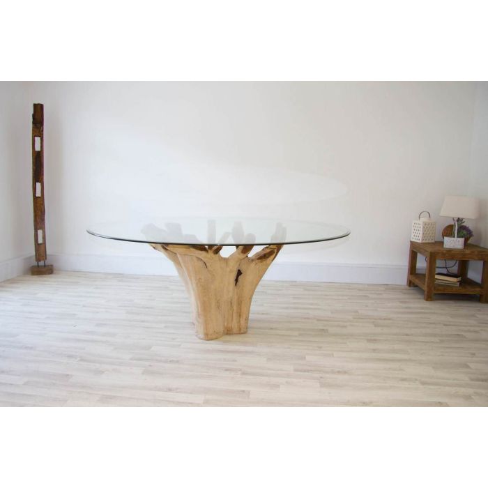 1.8m Reclaimed Teak Root Flute Circular Dining Table - 1