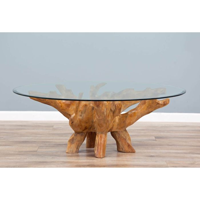 1m Reclaimed Teak Root Circular Coffee Table - 1