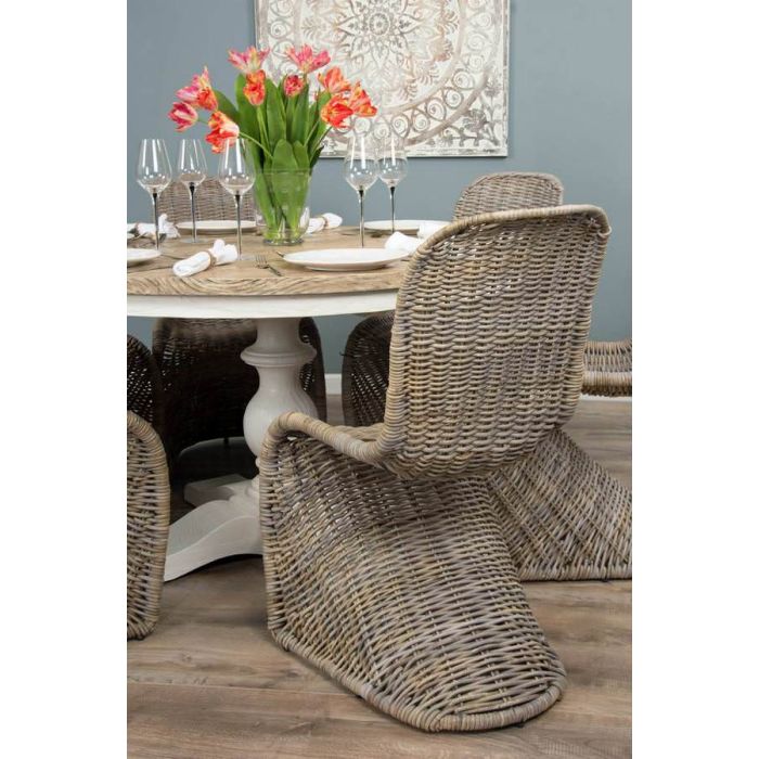 1.3m Country Pedestal Dining Table with 6 Stackable Zorro Chairs - 2