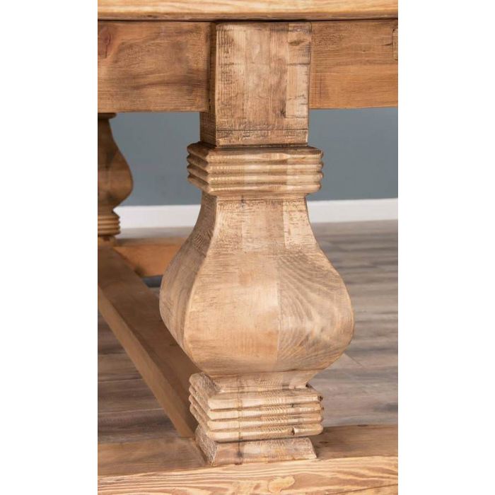 3m Reclaimed Elm Pedestal Dining Table with 2 Benches  - 2