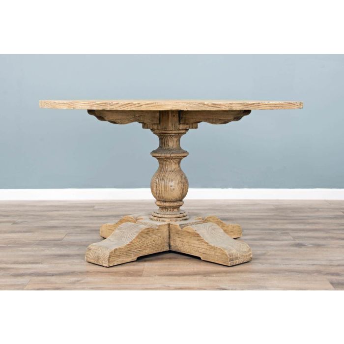 1.3m Farmhouse Pedestal Dining Table with 6 Stackable Zorro Chairs - 7