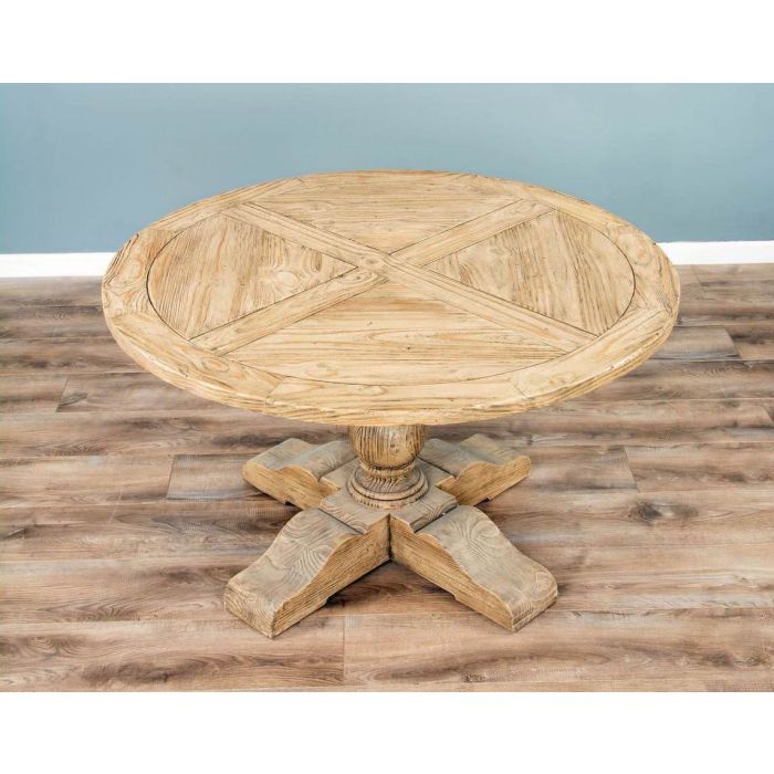 1.3m Farmhouse Pedestal Dining Table with 4 Latifa Chairs - 5