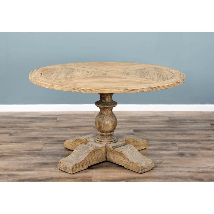1.3m Farmhouse Pedestal Dining Table with 4 Latifa Chairs - 6