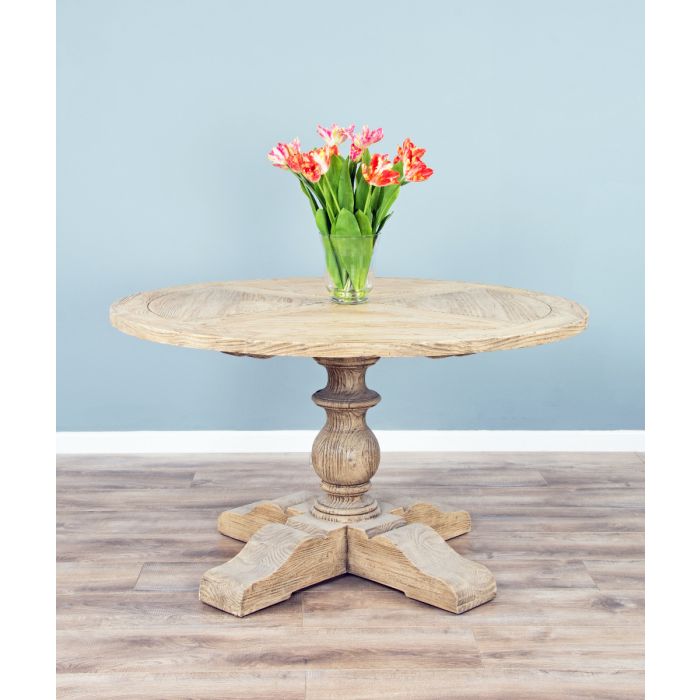 1.3m Farmhouse Pedestal Dining Table with 6 Claremont Chairs - 1