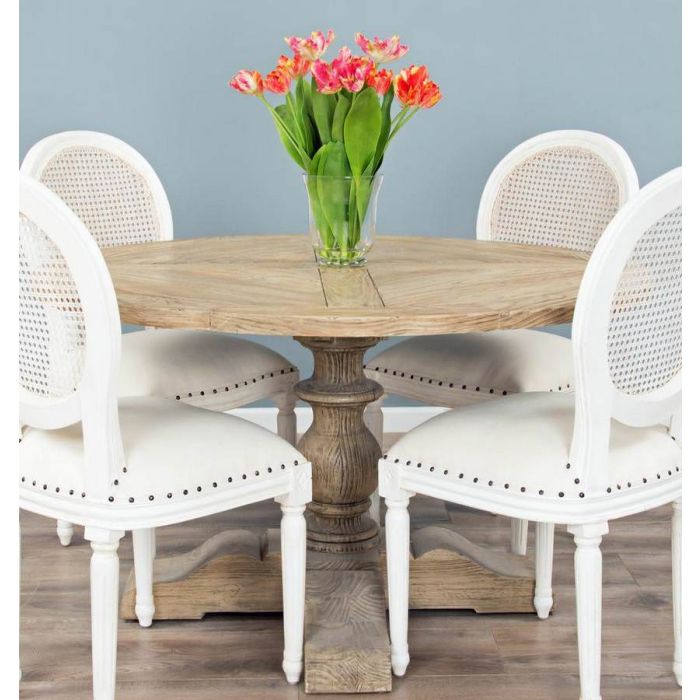 1.3m Farmhouse Pedestal Dining Table with 4 Ellena Chairs - 5