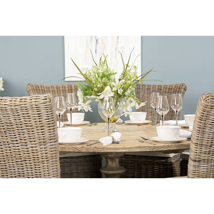1.6m Farmhouse Pedestal Dining Table with 8 Latifa Chairs  - 4