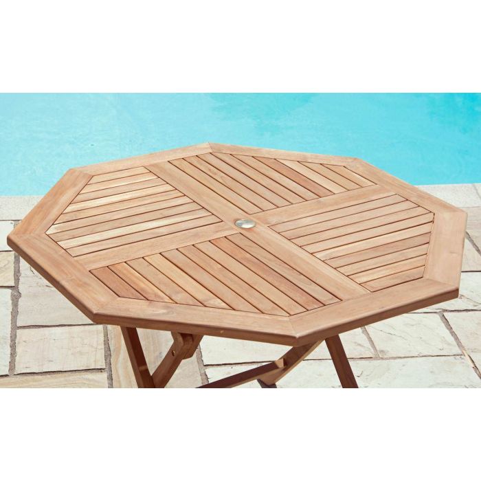 1.2m Teak Octagonal Folding Table - 2