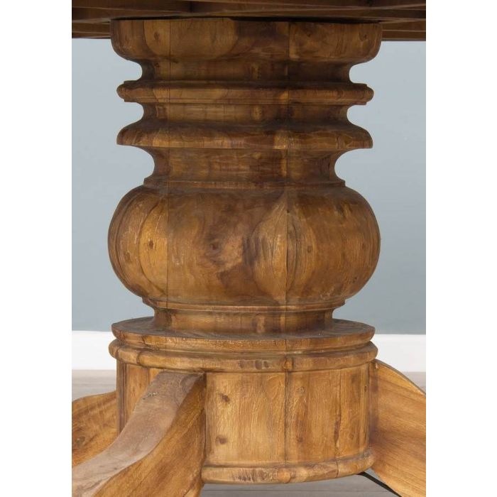 1.8m Reclaimed Teak Circular Pedestal Table with 8 Santos Dining Chairs  - 12