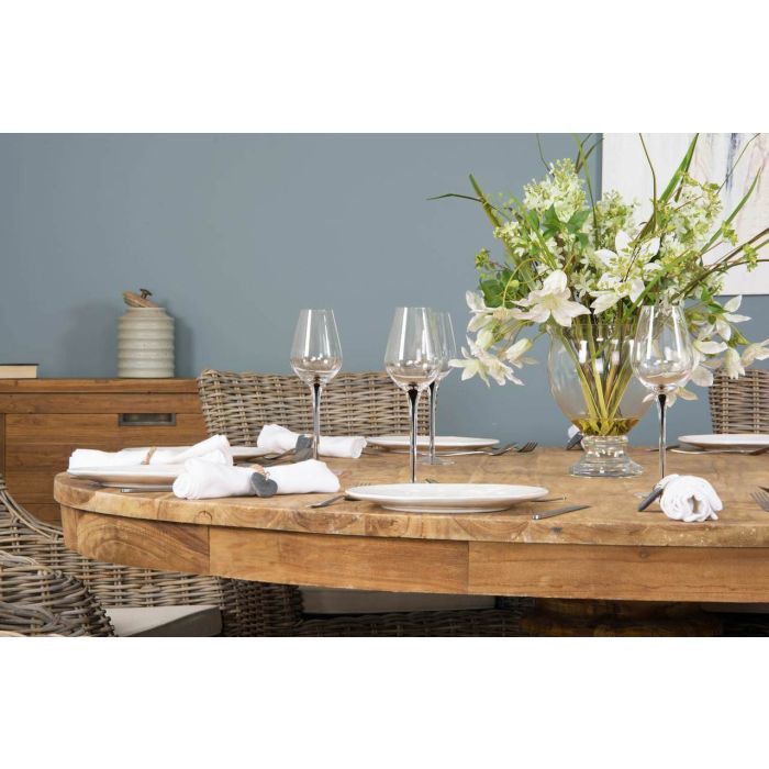 1.8m Reclaimed Teak Circular Pedestal Table with 8 Donna Armchairs - 3