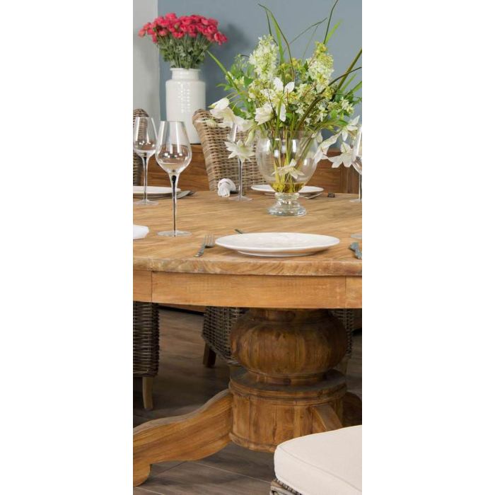 1.8m Reclaimed Teak Circular Pedestal with 8 Latifa Chairs - 2