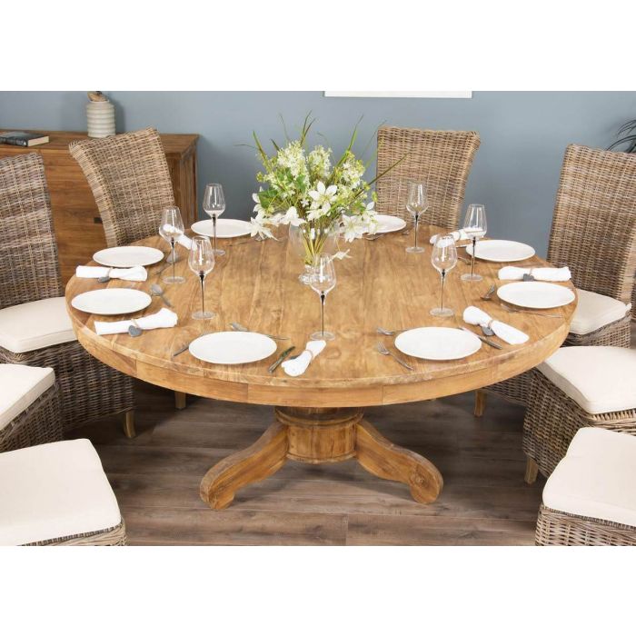 1.8m Reclaimed Teak Circular Pedestal with 8 Latifa Chairs - 1