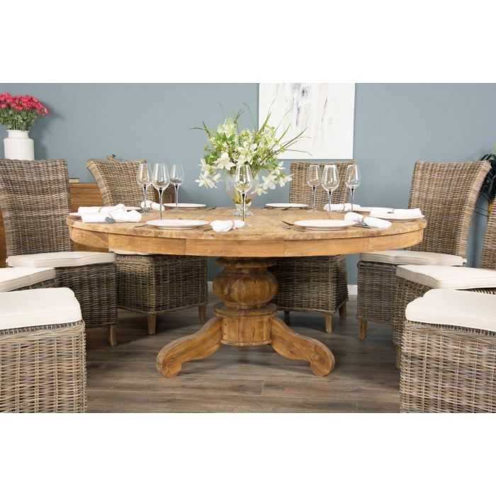 1.8m Reclaimed Teak Circular Pedestal with 8 Latifa Chairs - 3