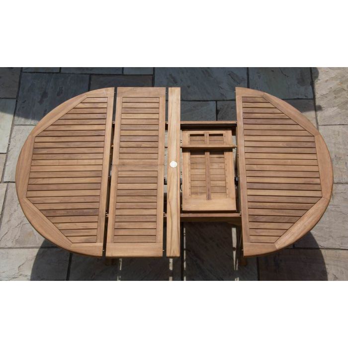 1.5m x 1.5m-2.3m Teak Circular Double Extending Table - 5