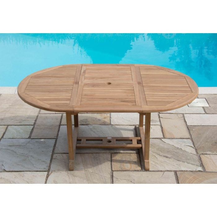 1.2m x 1.2m - 1.8m Teak Circular Extending Table - 2