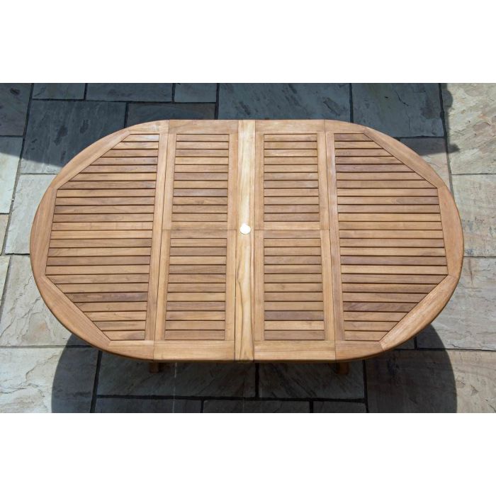 1.5m x 1.5m-2.3m Teak Circular Double Extending Table - 2