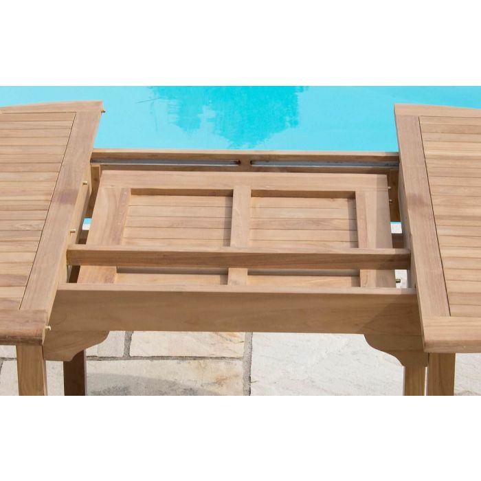 1.2m x 1.2m - 1.8m Teak Circular Extending Table - 1