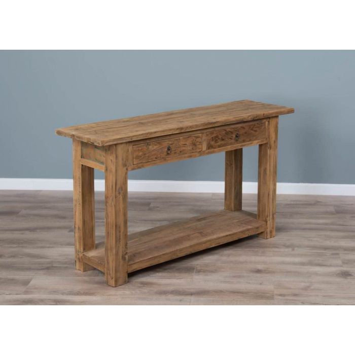 140cm Reclaimed Teak Hall Table - 3