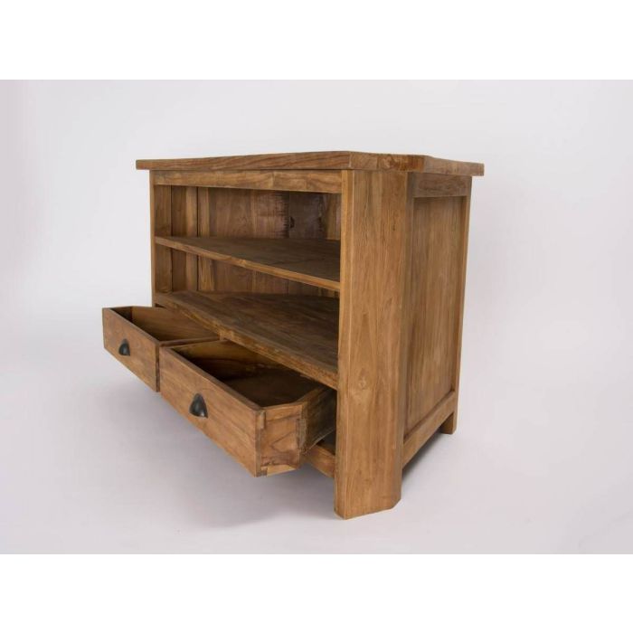 Reclaimed Teak Natural Corner TV Cabinet  - 5