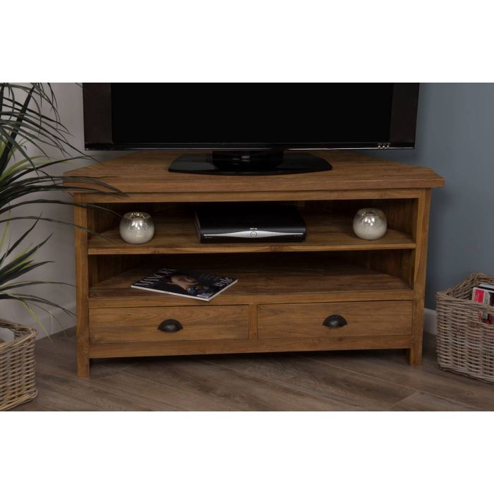 Reclaimed Teak Natural Corner TV Cabinet  - 2