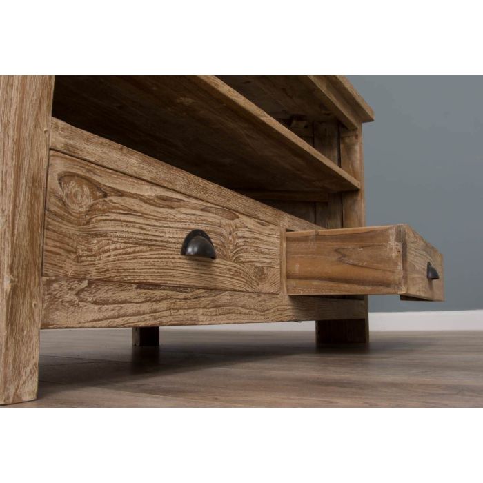 Reclaimed Teak White Wash Corner TV Cabinet - 6
