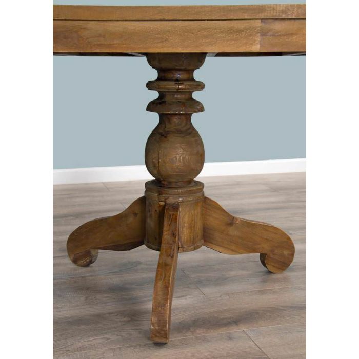 1.2 Reclaimed Teak Oval Pedestal Dining Table with 2 Santos Dining Chairs & 2 Santos Armchairs - 3