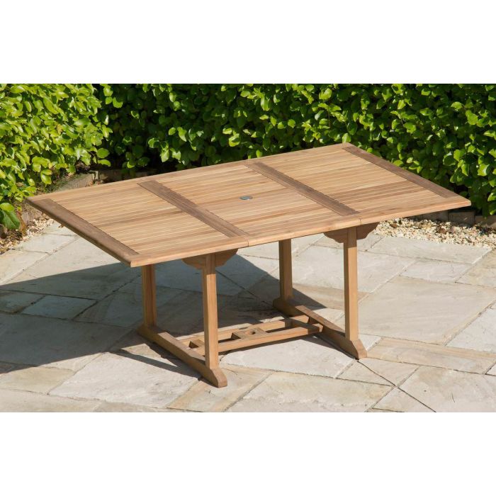 1m x 1.8m-2.4m Teak Rectangular Extending Table - 1