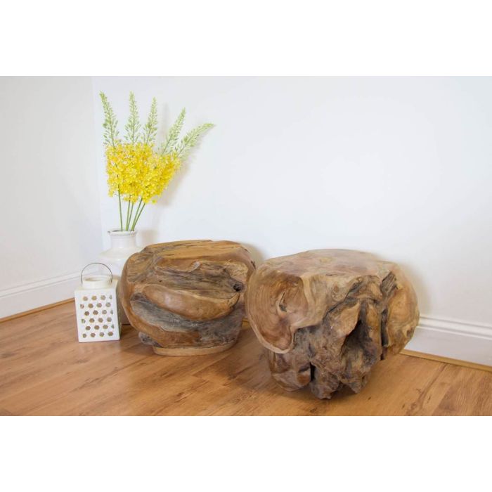 Teak Root Ball Stool / Display Stand - Circular - 2