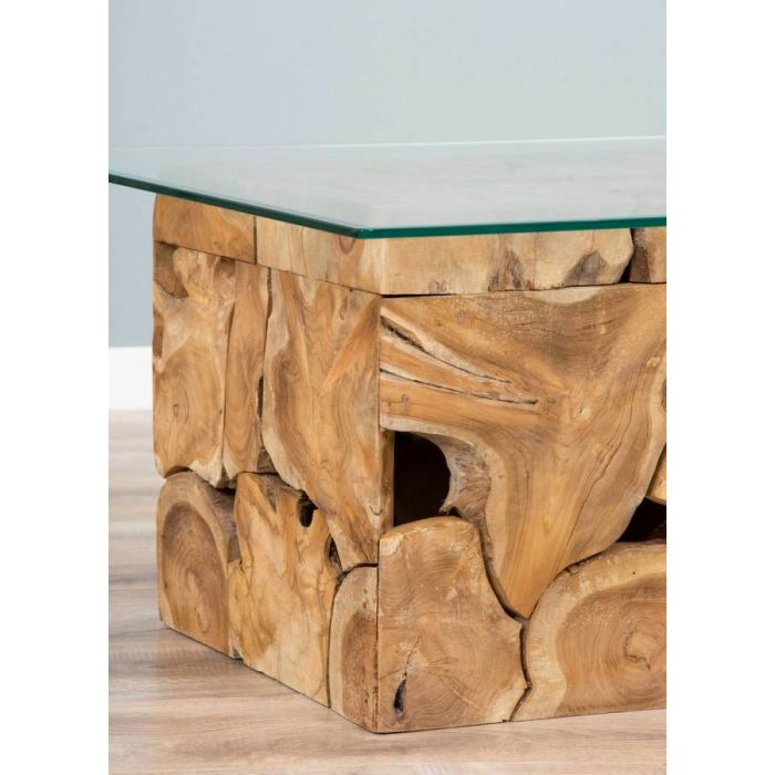1.2m Reclaimed Teak Root Rectangular Block Coffee Table - 3