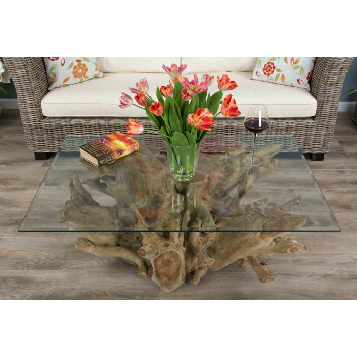1.2m Reclaimed Teak Root Rectangular Coffee Table - 12