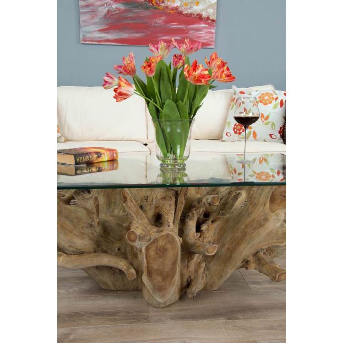 1.2m Reclaimed Teak Root Rectangular Coffee Table - 16