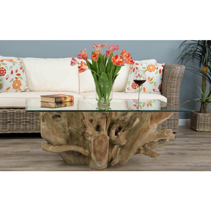 1.2m Reclaimed Teak Root Rectangular Coffee Table - 11