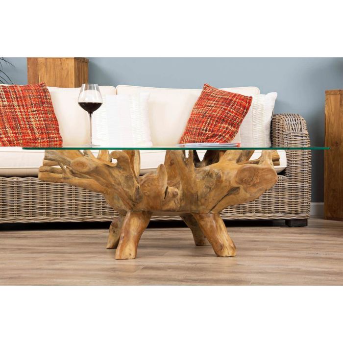 1.2m Reclaimed Teak Root Rectangular or Oval Coffee Table - 5