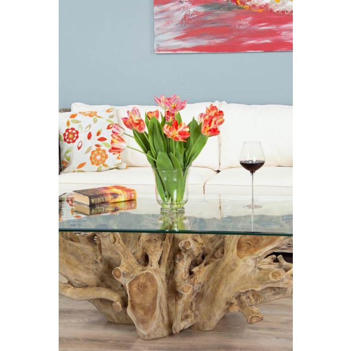 1.2m Reclaimed Teak Root Rectangular Coffee Table - 14