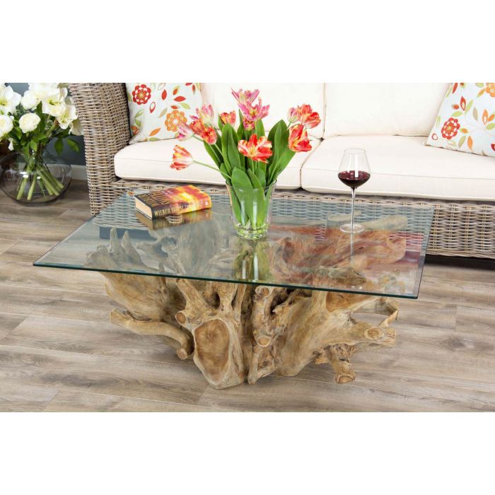 1.2m Reclaimed Teak Root Rectangular Coffee Table - 10