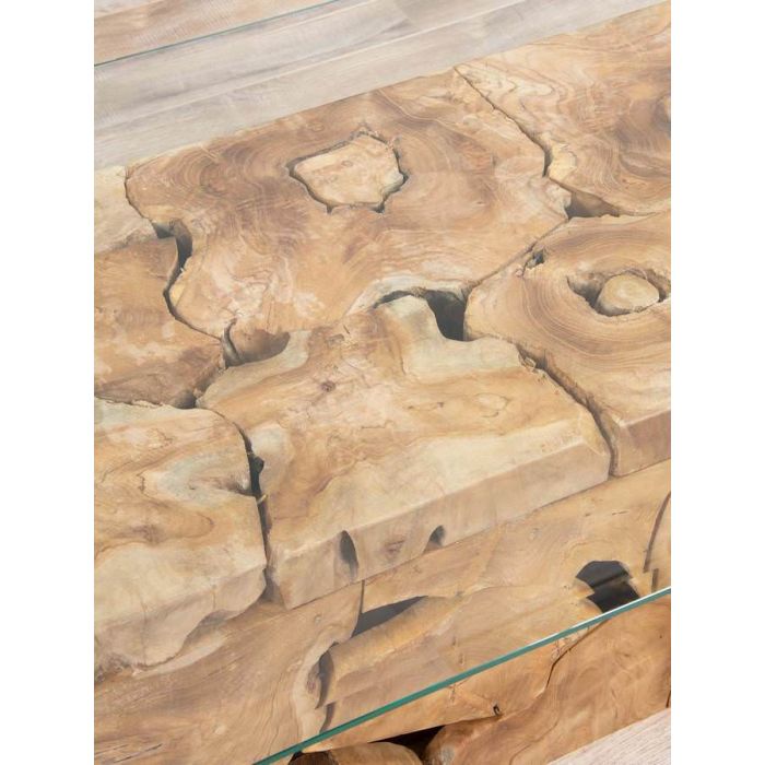 1.2m Reclaimed Teak Root Rectangular Block Coffee Table - 12