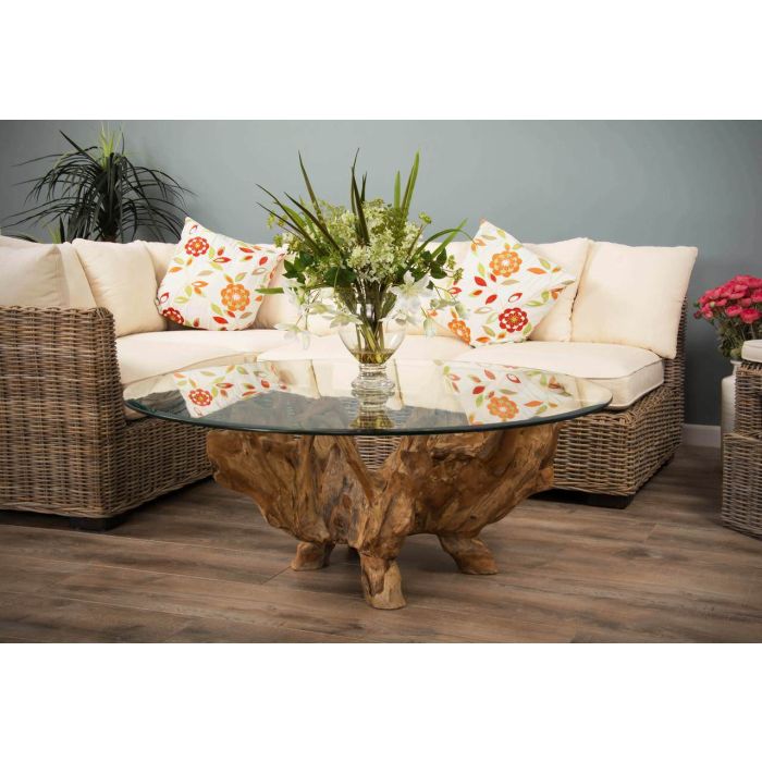 1m Reclaimed Teak Root Circular Coffee Table - 3