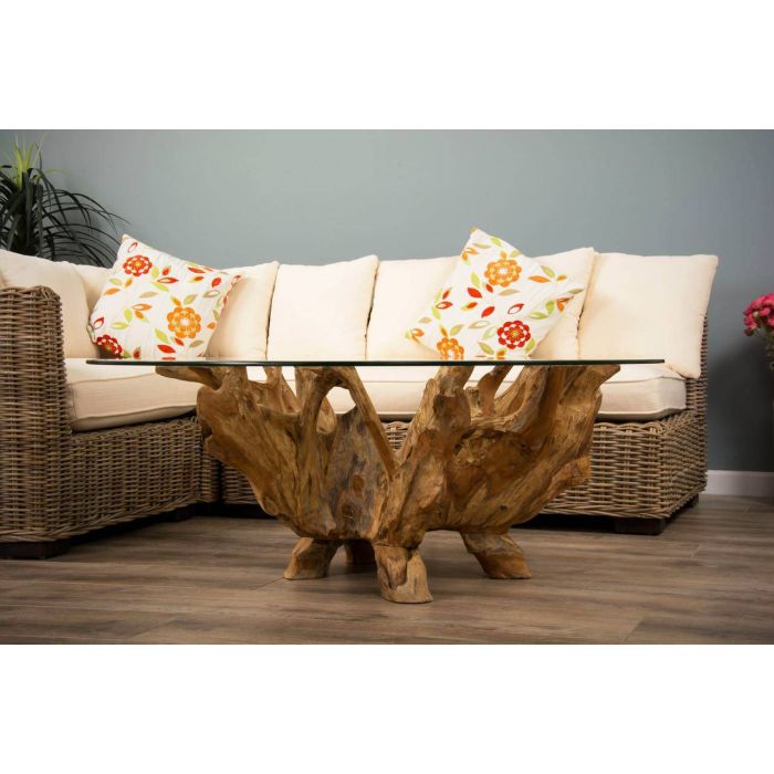 1m Reclaimed Teak Root Circular Coffee Table - 4