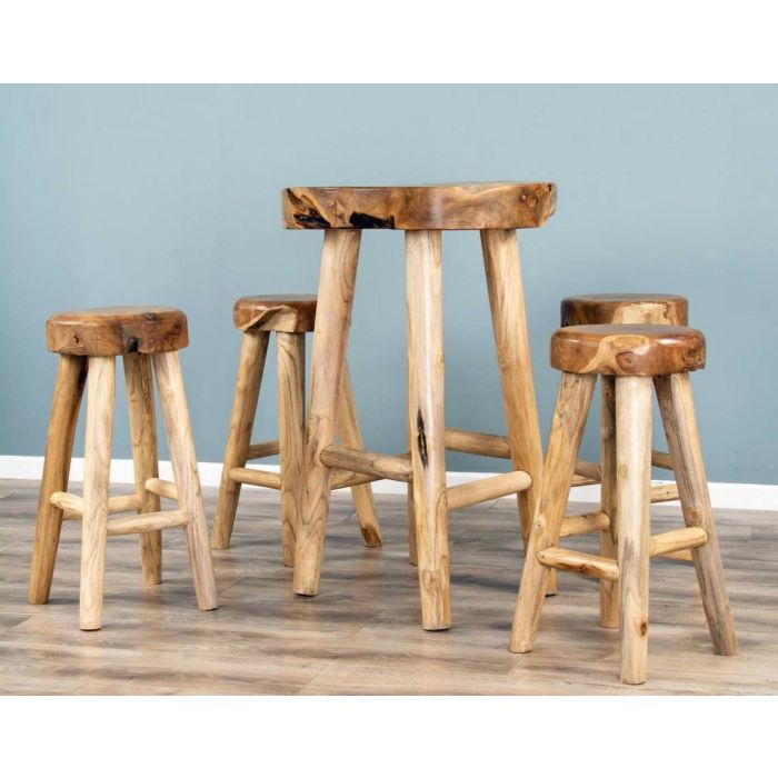 Alpine Chunky Teak Bar Table with 2 Bar Stools - 11