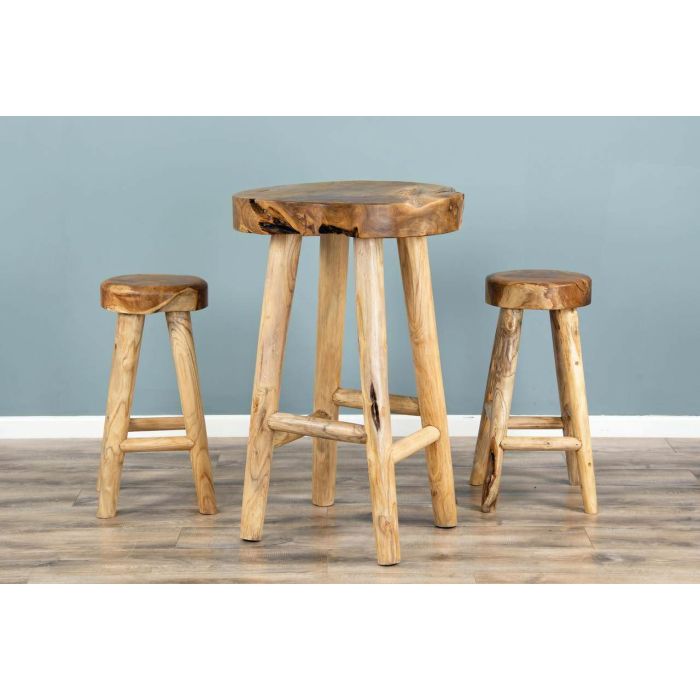 Alpine Chunky Teak Bar Table with 2 Bar Stools - 0
