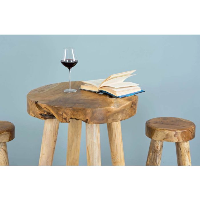 Alpine Chunky Teak Bar Table with 2 Bar Stools - 1