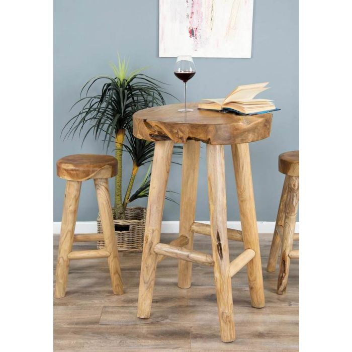Alpine Chunky Teak Bar Table with 2 Bar Stools - 2