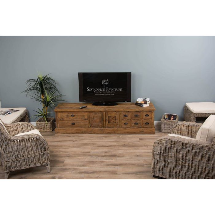 Reclaimed Teak TV Unit - 200cm x 55cm - 2