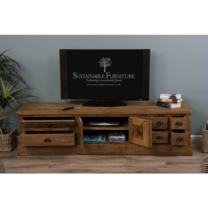 Reclaimed Teak TV Unit - 200cm x 55cm - 1