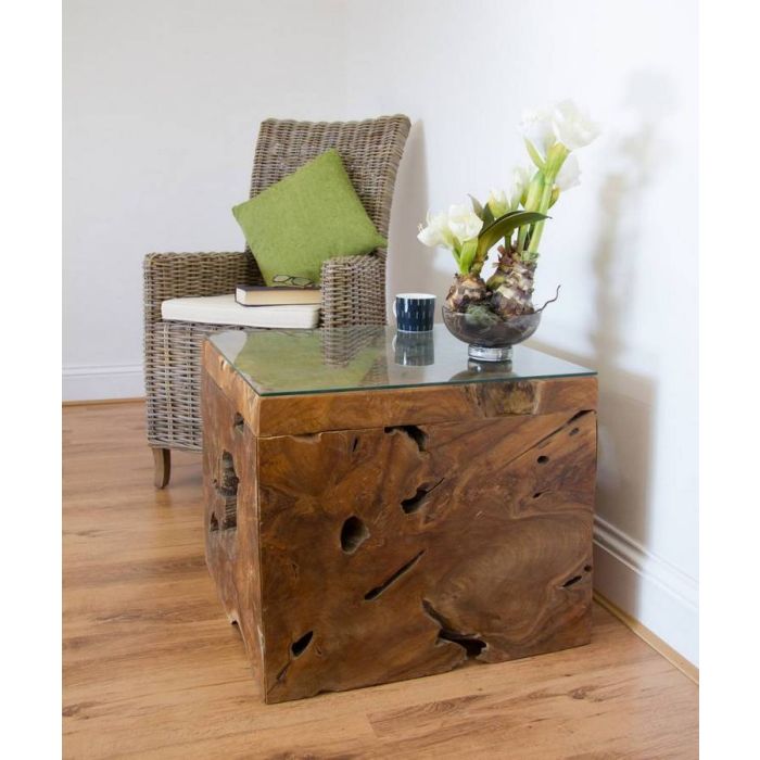Reclaimed Teak Root Block Square Coffee/End Table - 5