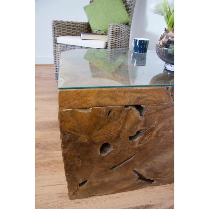Reclaimed Teak Root Block Square Coffee/End Table - 8