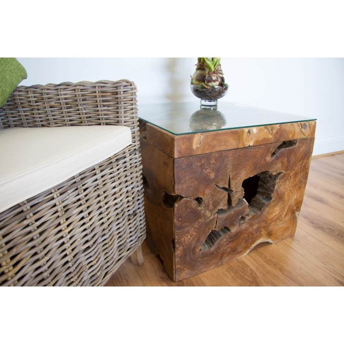 Reclaimed Teak Root Block Square Coffee/End Table - 6